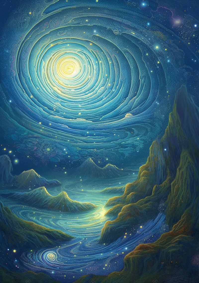 绿色山峰蓝色星空手绘背景,插画/手绘图,插画/手绘图库,插画/手绘图下载,插画/手绘